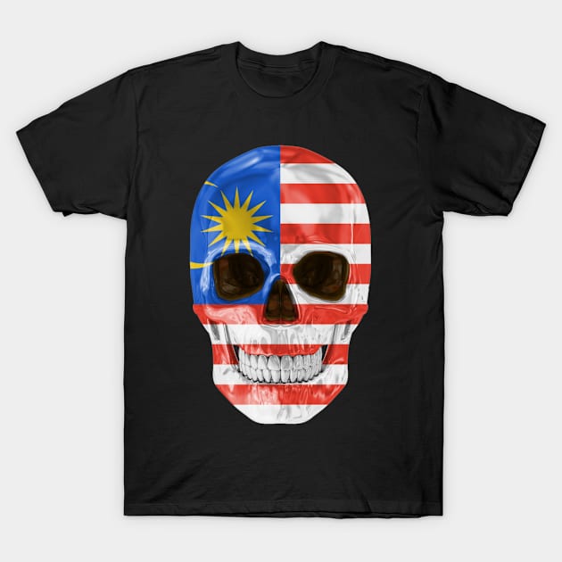 Malaysia Flag Skull - Gift for Malaysian With Roots From Malaysia T-Shirt by Country Flags